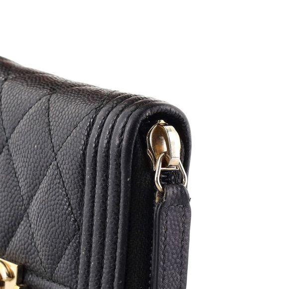 Chanel Boy Zip Coin Purse Quilted Caviar Small Black - Picture 6 of 7